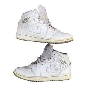 2016 Nike Air Jordan 1 Mid White Wolf Grey Size 8.5